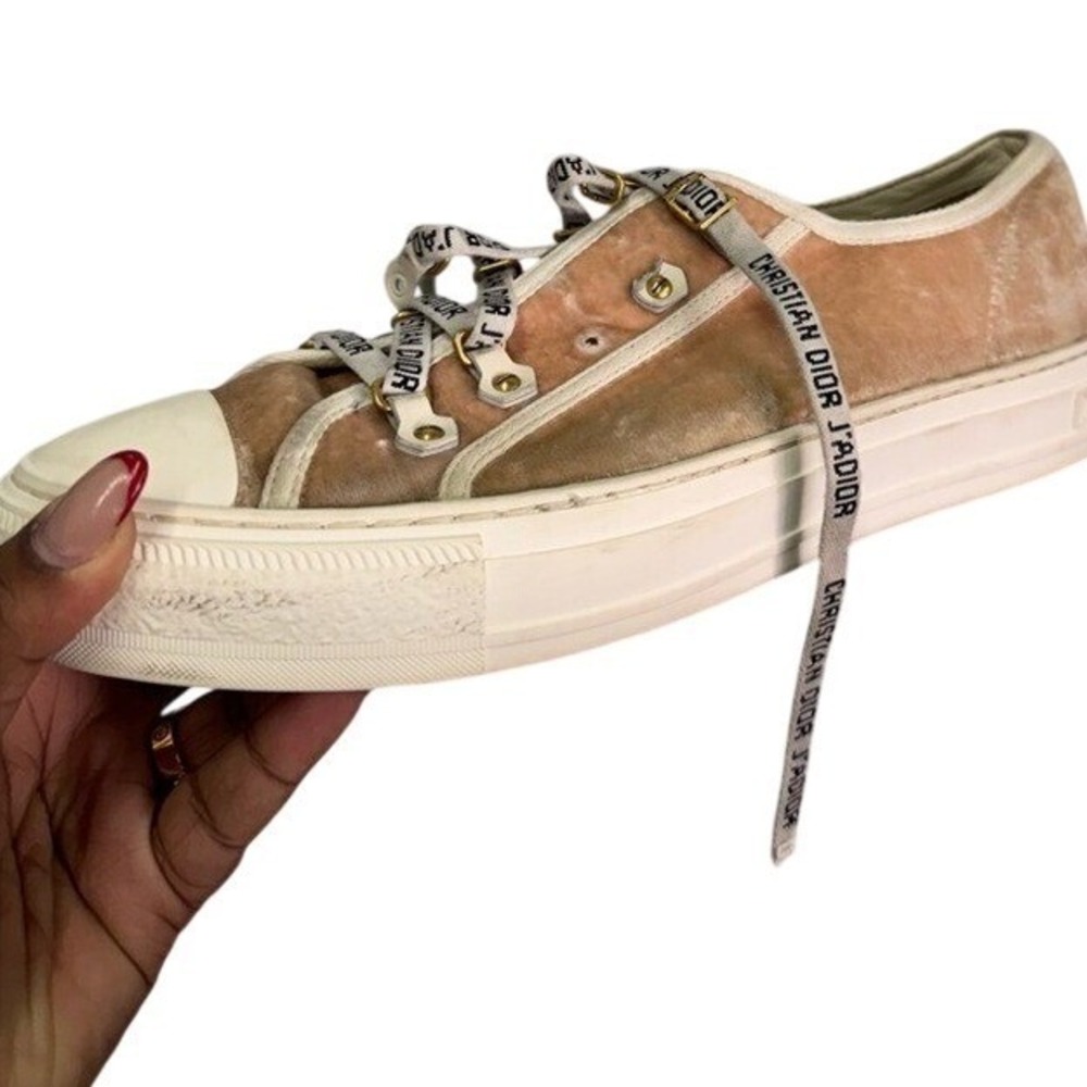 Dior Pink Velvet Low Top Walk'N'Dior Sneakers size 41 - Picture 7 of 11